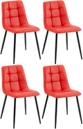 4-delige Set Eetkamerstoelen - Kunstleer - Onderhoudsvriendelijk Design Kleur rood