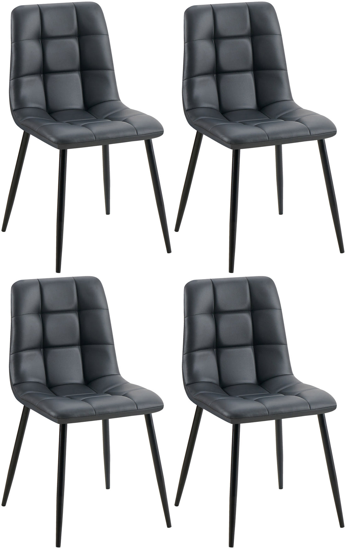 Set van 4 Zwarte Eetkamerstoelen - Kunstleren Stoelen - Uitstekend Zitcomfort Kleur zwart