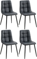 Set van 4 Zwarte Eetkamerstoelen - Kunstleren Stoelen - Uitstekend Zitcomfort Kleur zwart