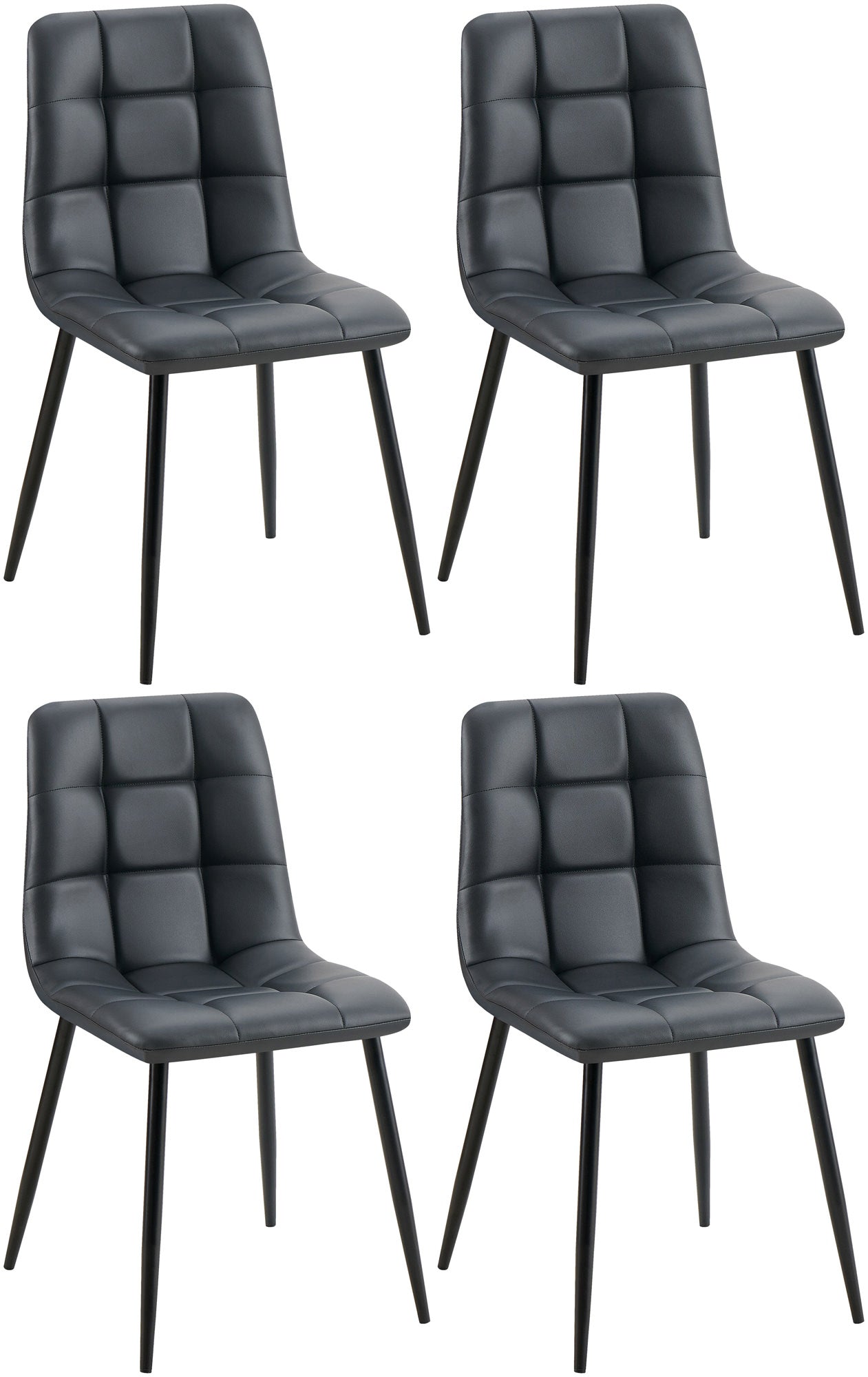 Set van 4 Zwarte Eetkamerstoelen - Kunstleren Stoelen - Uitstekend Zitcomfort Kleur zwart