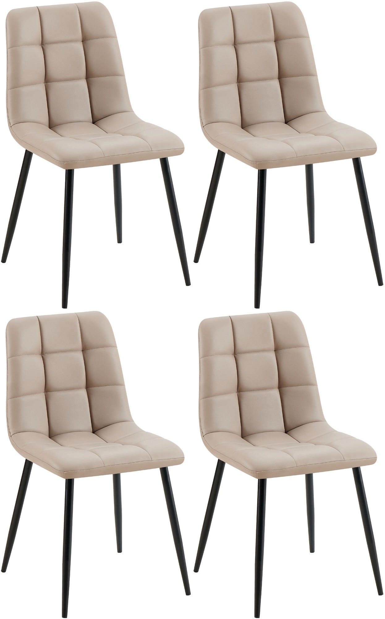 4-delige Set Eetkamerstoelen - Kunstleer - Onderhoudsvriendelijk Design Kleur taupe