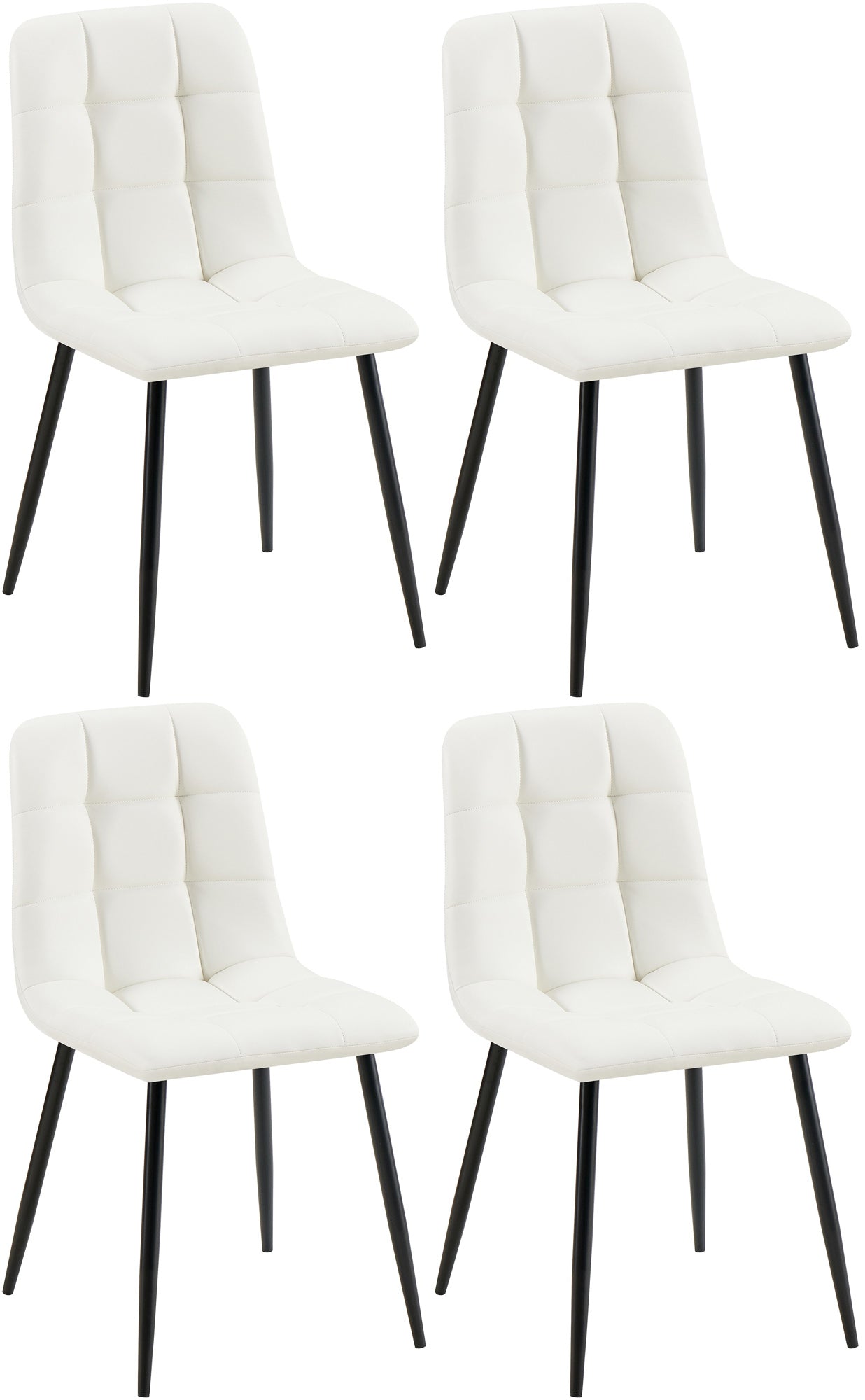 4-delige Set Eetkamerstoelen - Kunstleer - Onderhoudsvriendelijk Design Kleur wit