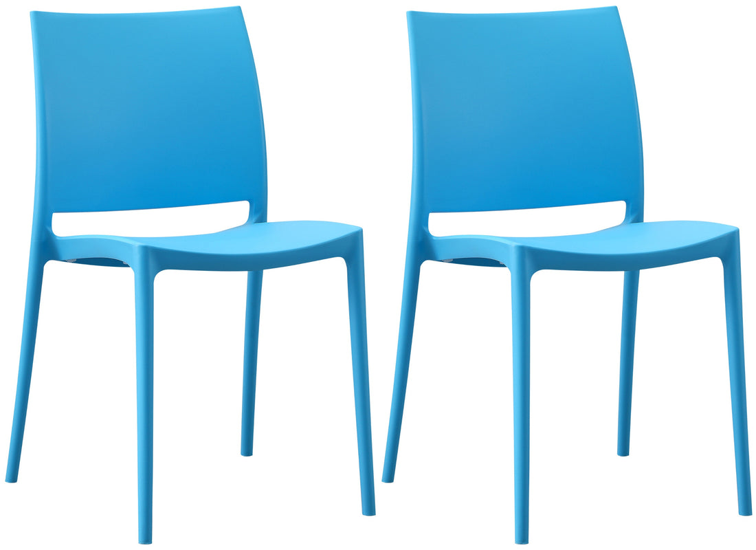 2-delige set Tuinstoelen - Terrasstoelen - Stapelbaar en UV-bestendig kunststof Kleur blauw