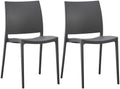 2-delige set Tuinstoelen - Terrasstoelen - Stapelbaar en UV-bestendig kunststof Kleur donkergrijs