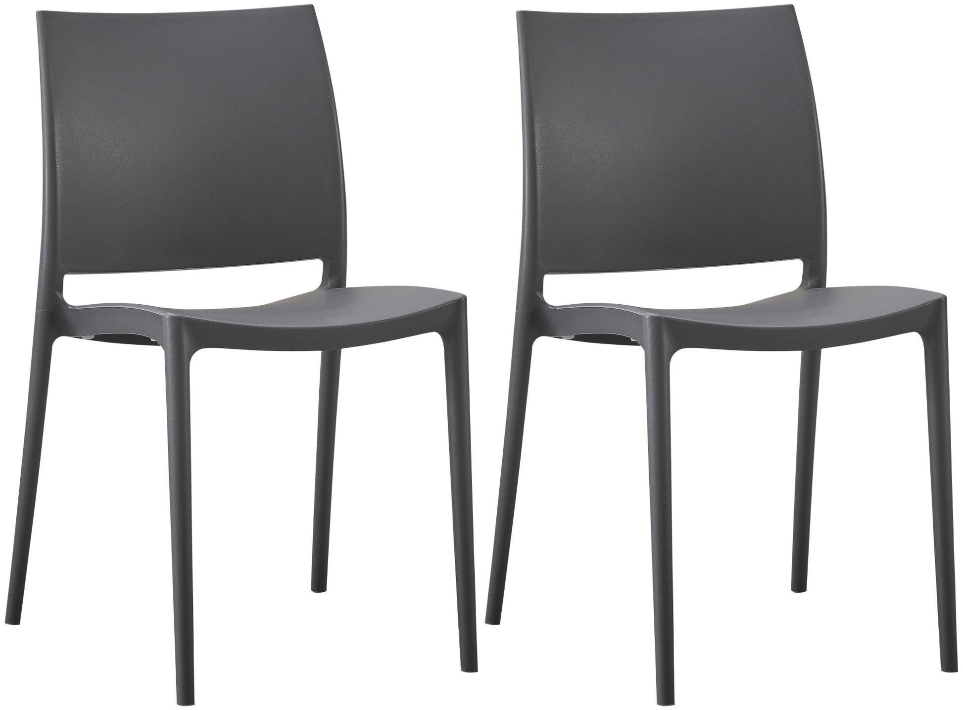 2-delige set Tuinstoelen - Terrasstoelen - Stapelbaar en UV-bestendig kunststof Kleur donkergrijs