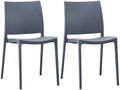 2-delige set Tuinstoelen - Terrasstoelen - Stapelbaar en UV-bestendig kunststof Kleur grijs