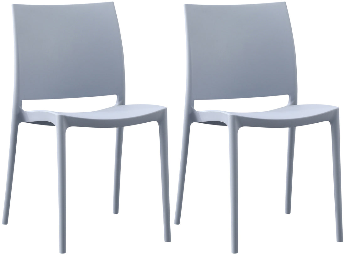 Set van 2 Tuinstoelen - Stapelbare Stoelen - Duurzaam Kunststof Design Kleur lichtgrijs