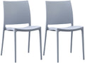 Set van 2 Tuinstoelen - Stapelbare Stoelen - Duurzaam Kunststof Design Kleur lichtgrijs