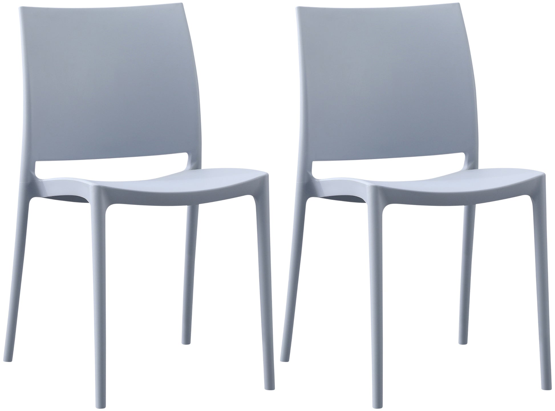 Set van 2 Tuinstoelen - Stapelbare Stoelen - Duurzaam Kunststof Design Kleur lichtgrijs