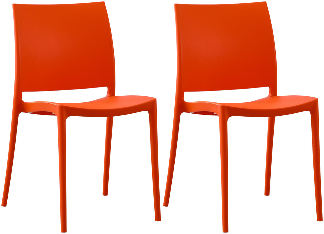 Set van 2 Stapelbare Tuinstoelen - Weerbestendige Kunststof - Voor Binnen en Buiten Kleur oranje