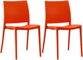 Set van 2 Stapelbare Tuinstoelen - Weerbestendige Kunststof - Voor Binnen en Buiten Kleur oranje