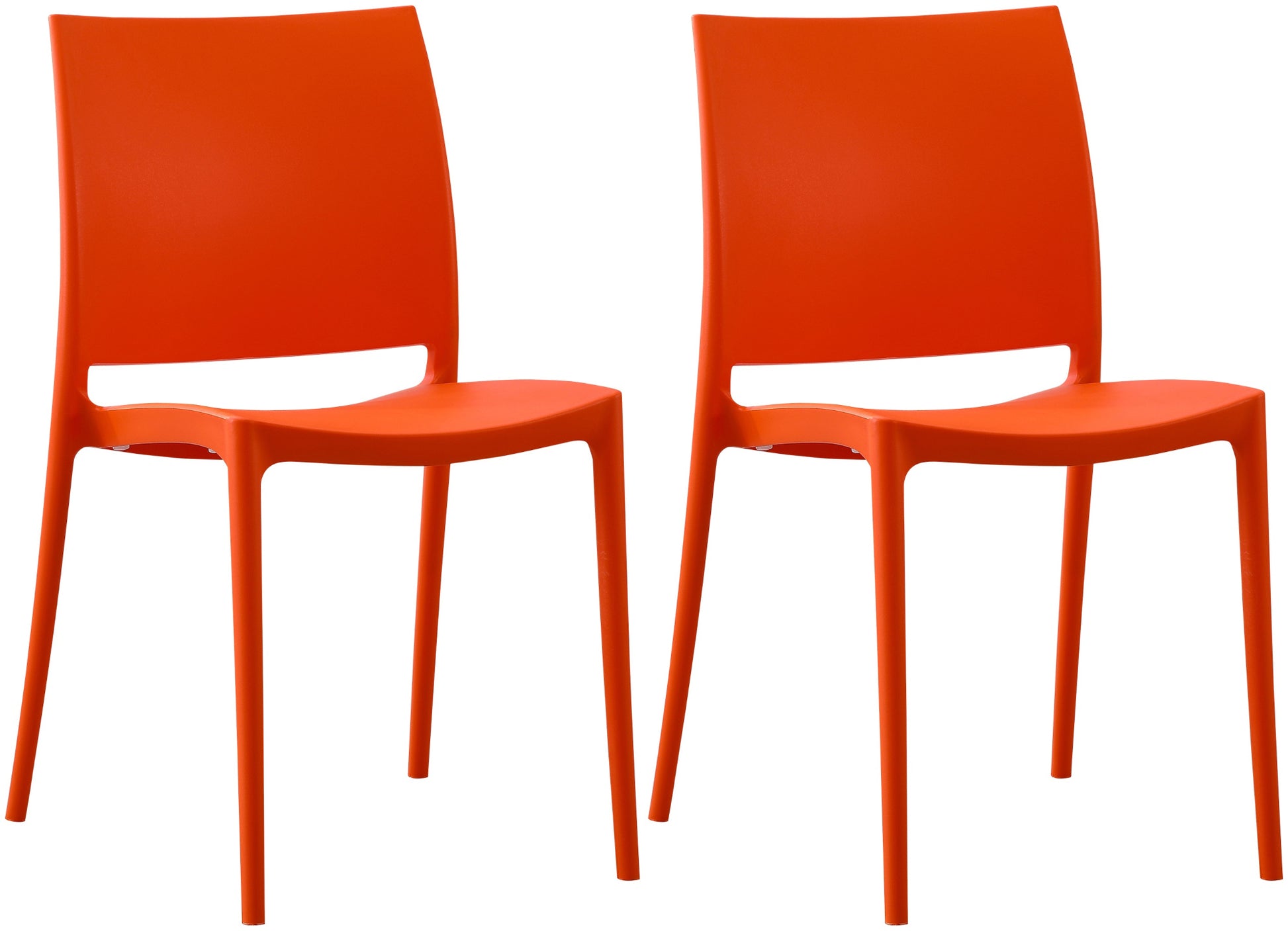 Set van 2 Stapelbare Tuinstoelen - Weerbestendige Kunststof - Voor Binnen en Buiten Kleur oranje