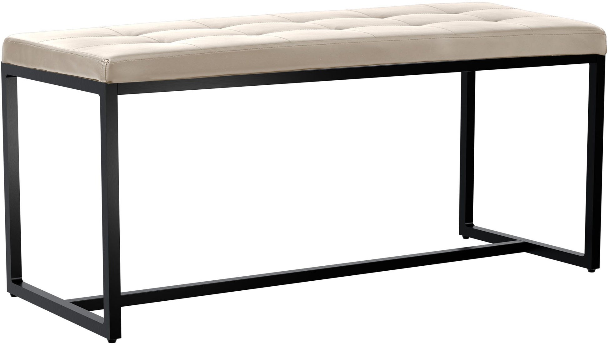 Bench Zwart Onderstel - Zitbank - Hoog Zitcomfort Kleur crème Materiaal kunstleer