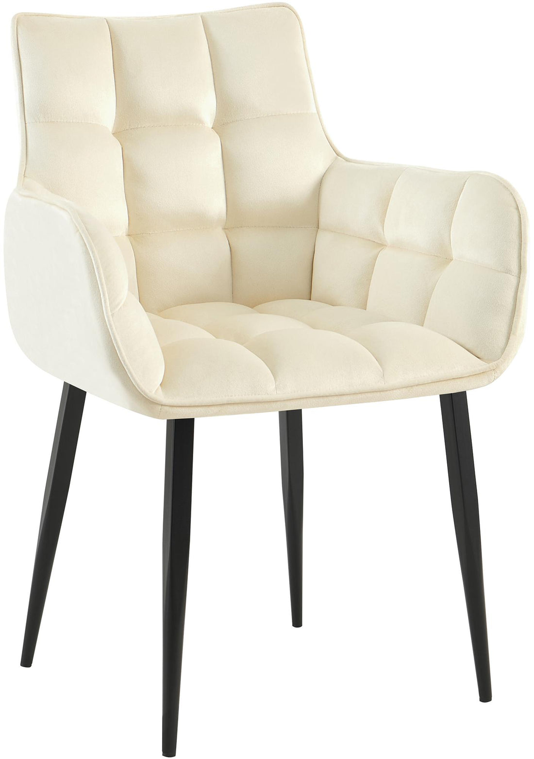 Eetkamerstoel Fluweelbekleding - Keukenstoel - Hoog Zitcomfort, Modern Design Kleur crème