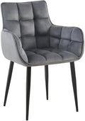 Eetkamerstoel Fluweelbekleding - Keukenstoel - Hoog Zitcomfort, Modern Design Kleur donkergrijs