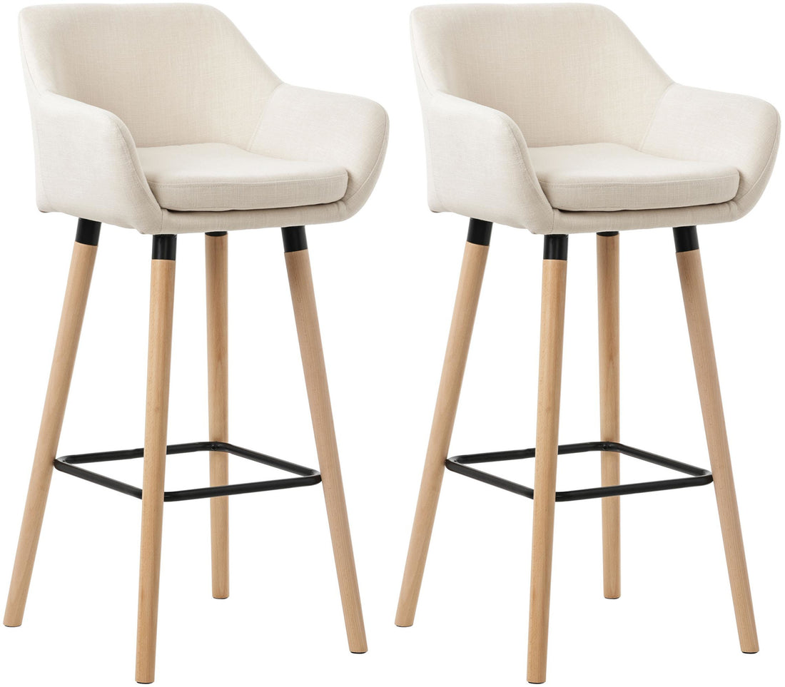 Set van 2 Barkrukken - Comfortabele Fauteuils - Eenvoudig te Reinigen, Beukenhout Frame Kleur beige
