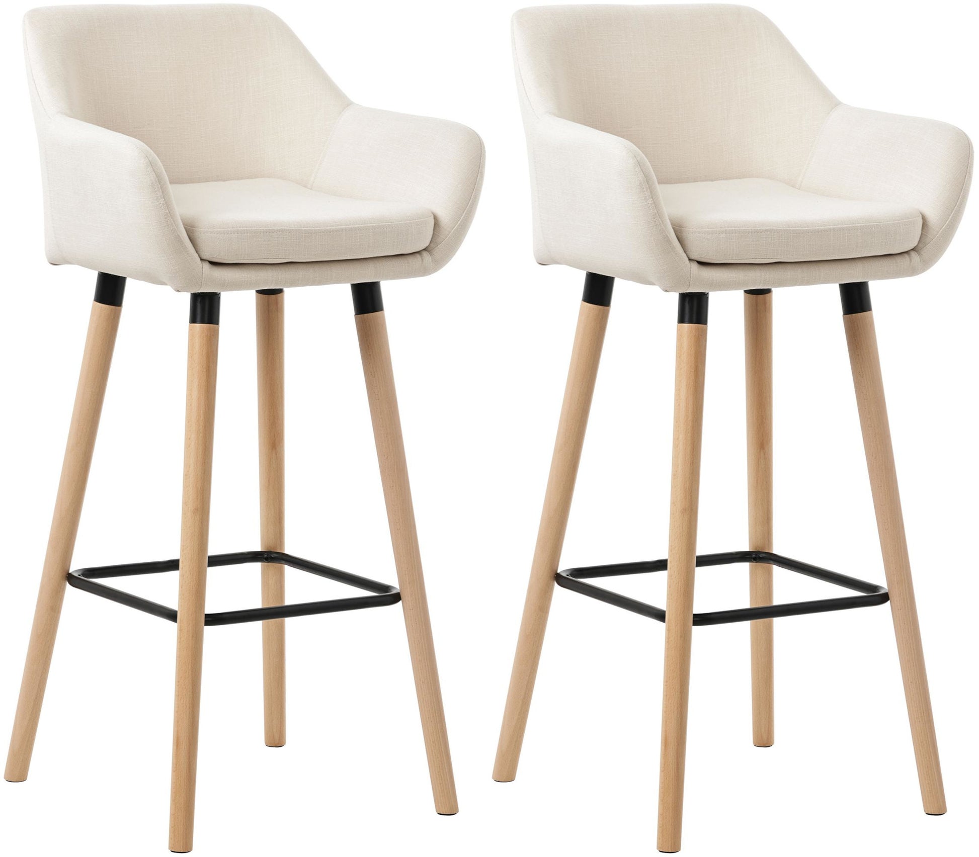 Set van 2 Barkrukken - Comfortabele Fauteuils - Eenvoudig te Reinigen, Beukenhout Frame Kleur beige