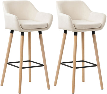Set van 2 Barkrukken - Comfortabele Fauteuils - Eenvoudig te Reinigen, Beukenhout Frame Kleur beige