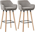 2-delige set Barkrukken - Hoge Stoelen - Comfortabele Rugleuning - Beukenhout Frame Kleur grijs