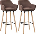 2-delige set Barkrukken - Hoge Stoelen - Comfortabele Rugleuning - Beukenhout Frame Kleur koffie