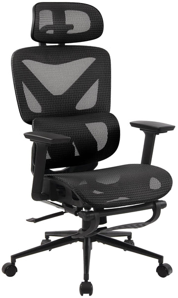 Ergonomische bureaustoel, Kantoorstoel, Ademend en verstelbaar, Hoog comfort Kleur zwart/zwart