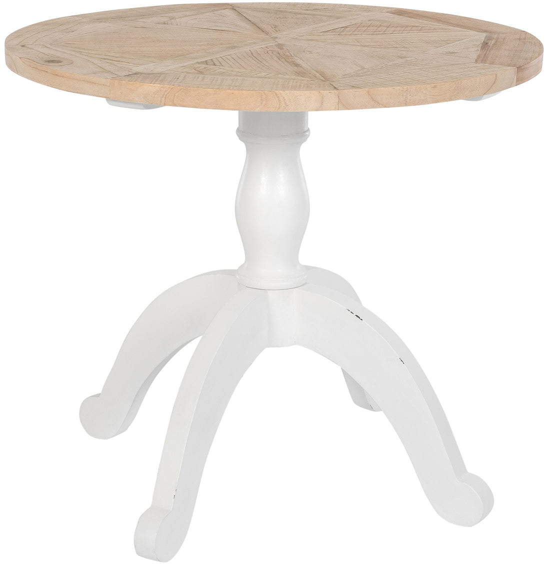 Houten Ronde Eettafel Ø 90 cm - Keukentafel - Tijdloze Elegantie, Perfect voor Kleine Ruimtes Kleur natuurlijk/wit