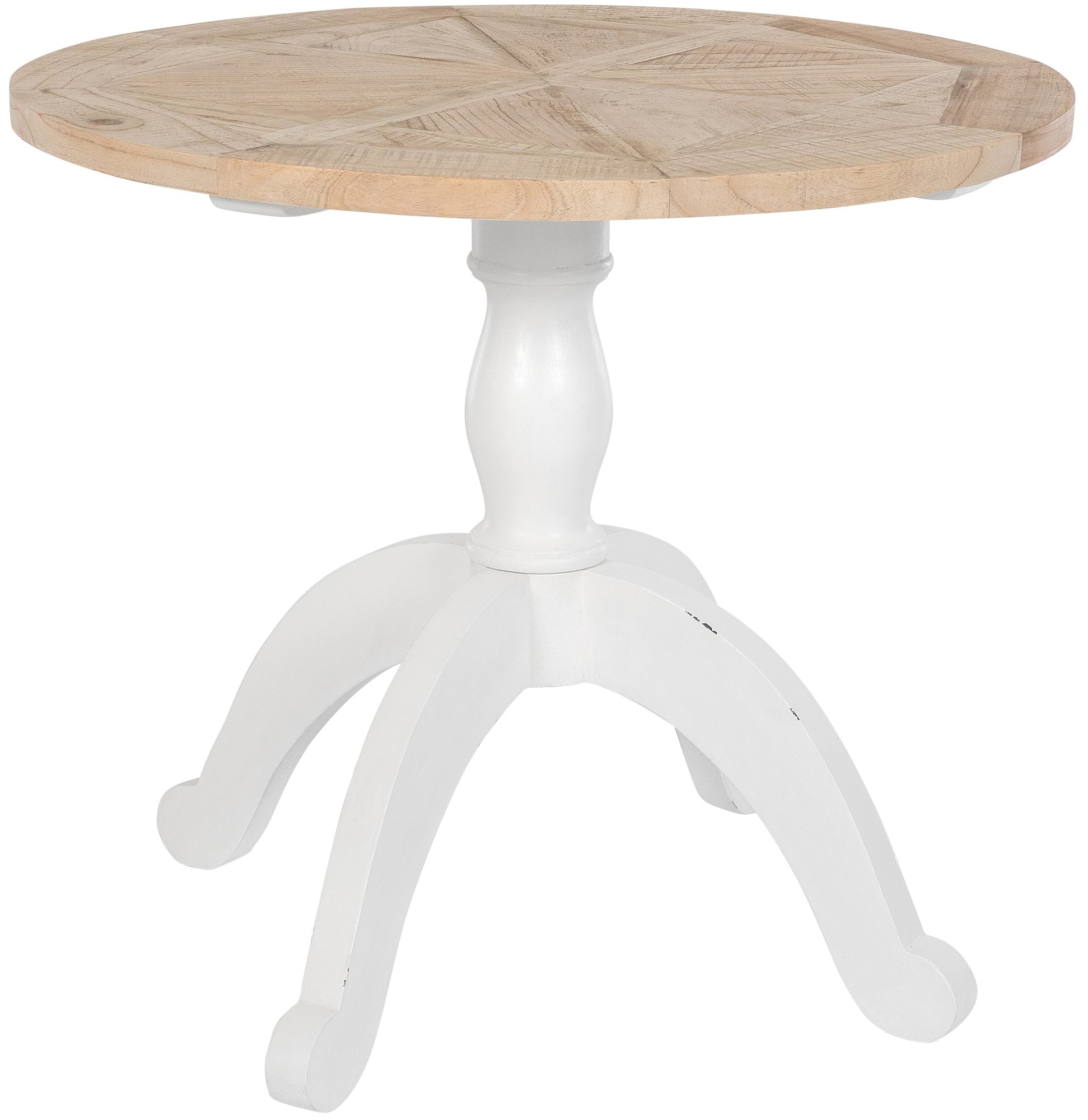 Houten Ronde Eettafel Ø 90 cm - Keukentafel - Tijdloze Elegantie, Perfect voor Kleine Ruimtes Kleur natuurlijk/wit