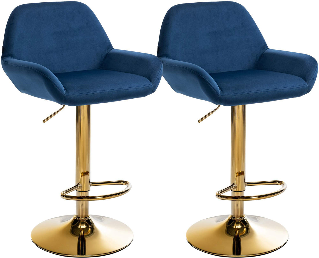 2-delige Set Barstoelen - Fluwelen Krukken - Hoog Zitcomfort Kleur donkergrijs