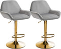 2-delige Set Barstoelen - Fluwelen Krukken - Hoog Zitcomfort Kleur grijs