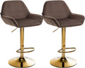 2-delige Set Barstoelen - Fluwelen Krukken - Hoog Zitcomfort Kleur bruin