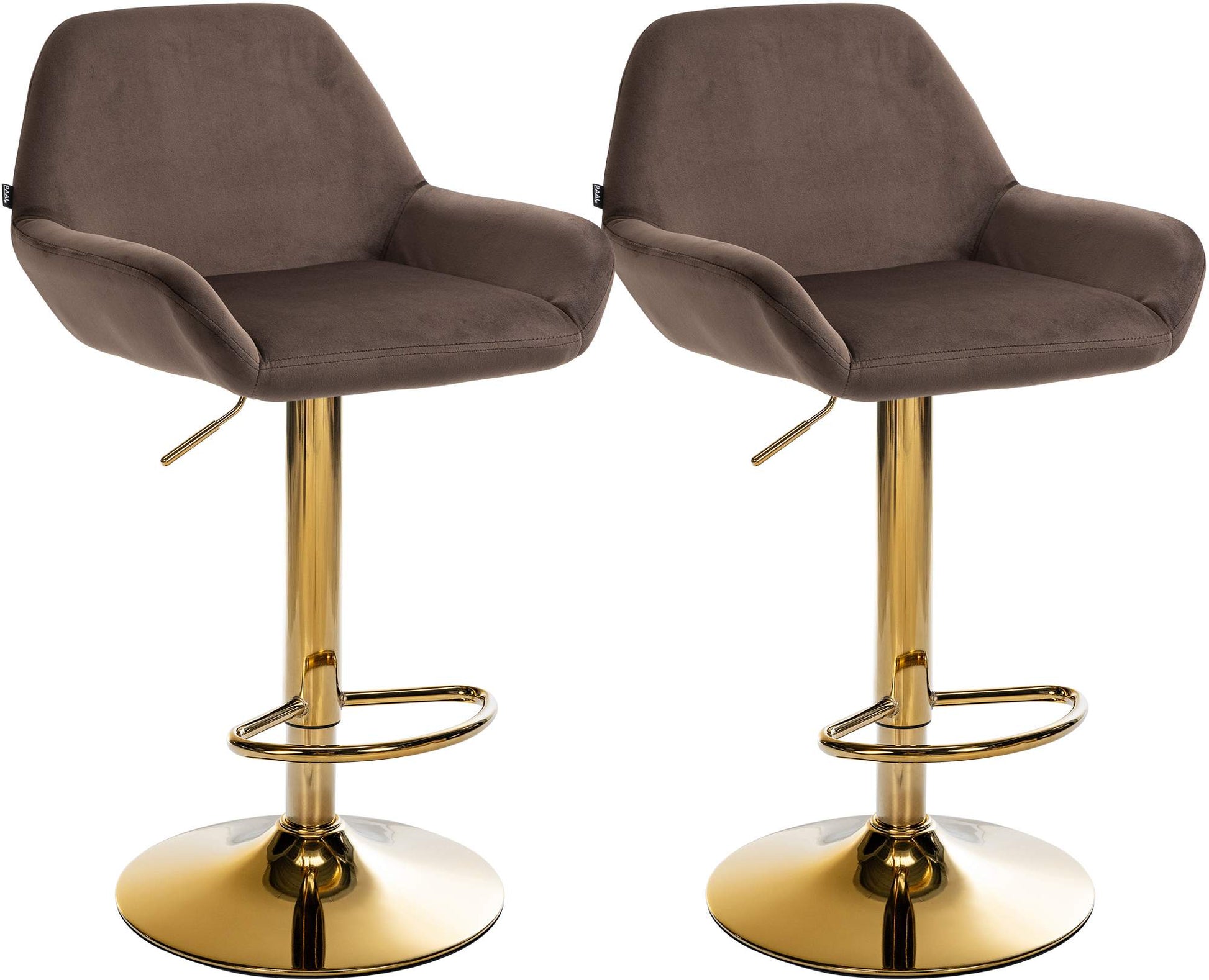 2-delige Set Barstoelen - Fluwelen Krukken - Hoog Zitcomfort Kleur bruin