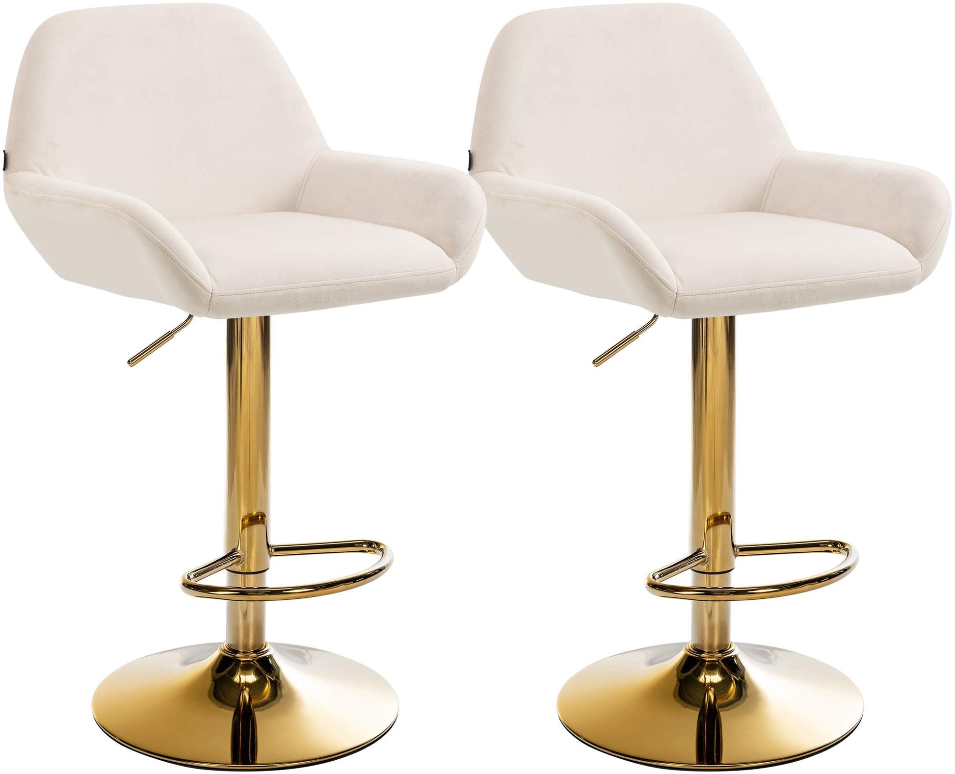 2-delige Set Barstoelen - Fluwelen Krukken - Hoog Zitcomfort Kleur crème