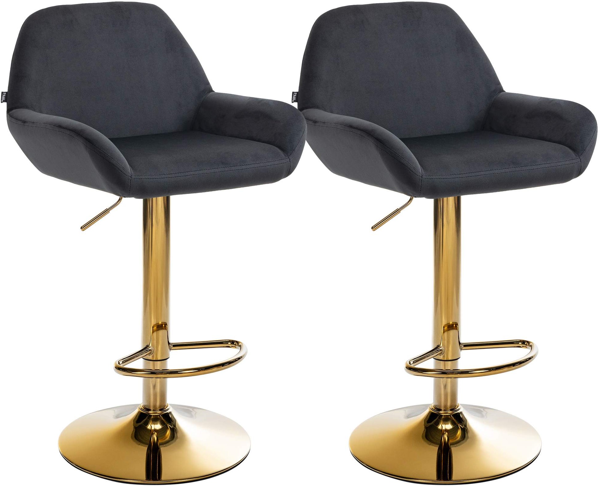 2-delige Set Barstoelen - Fluwelen Krukken - Hoog Zitcomfort Kleur zwart