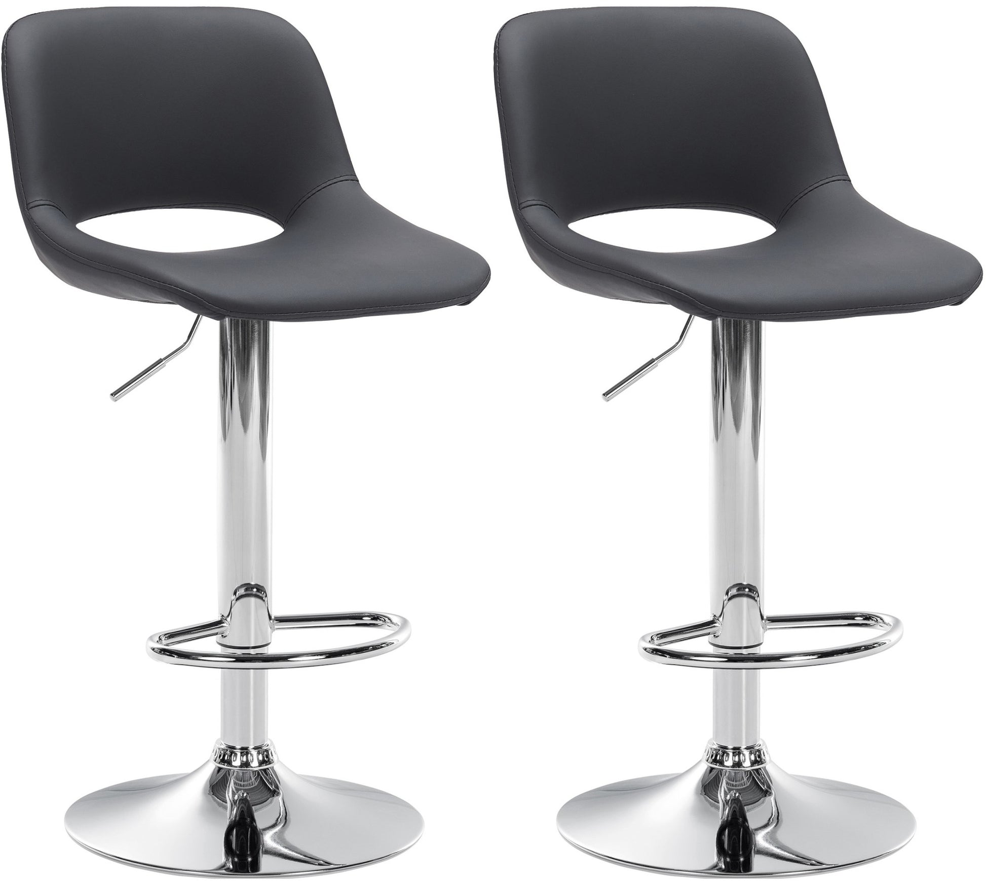 Set van 2 Zwarte Barkrukken - Kunstleren Stoelen - Verstelbare Hoogte en 360° Draaibaar Kleur zwart