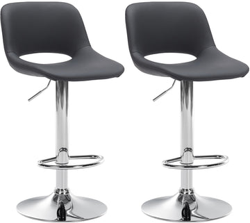 Set van 2 Zwarte Barkrukken - Kunstleren Stoelen - Verstelbare Hoogte en 360° Draaibaar Kleur zwart