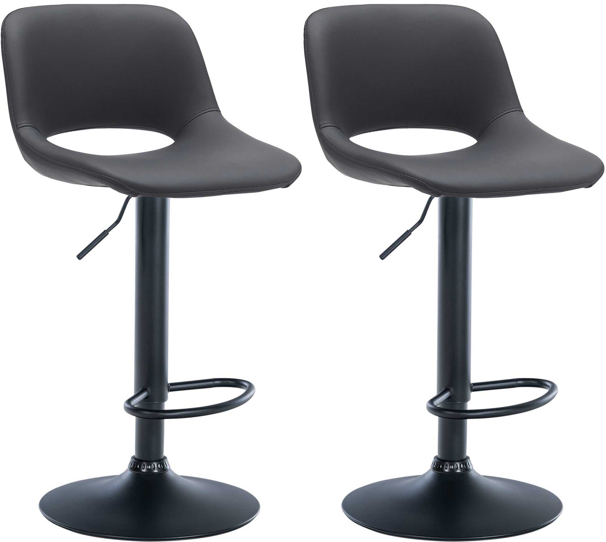 Moderne Kunstleren Barkrukken - Barstoelen - Comfortabele Zitting, Set van 2 Kleur zwart