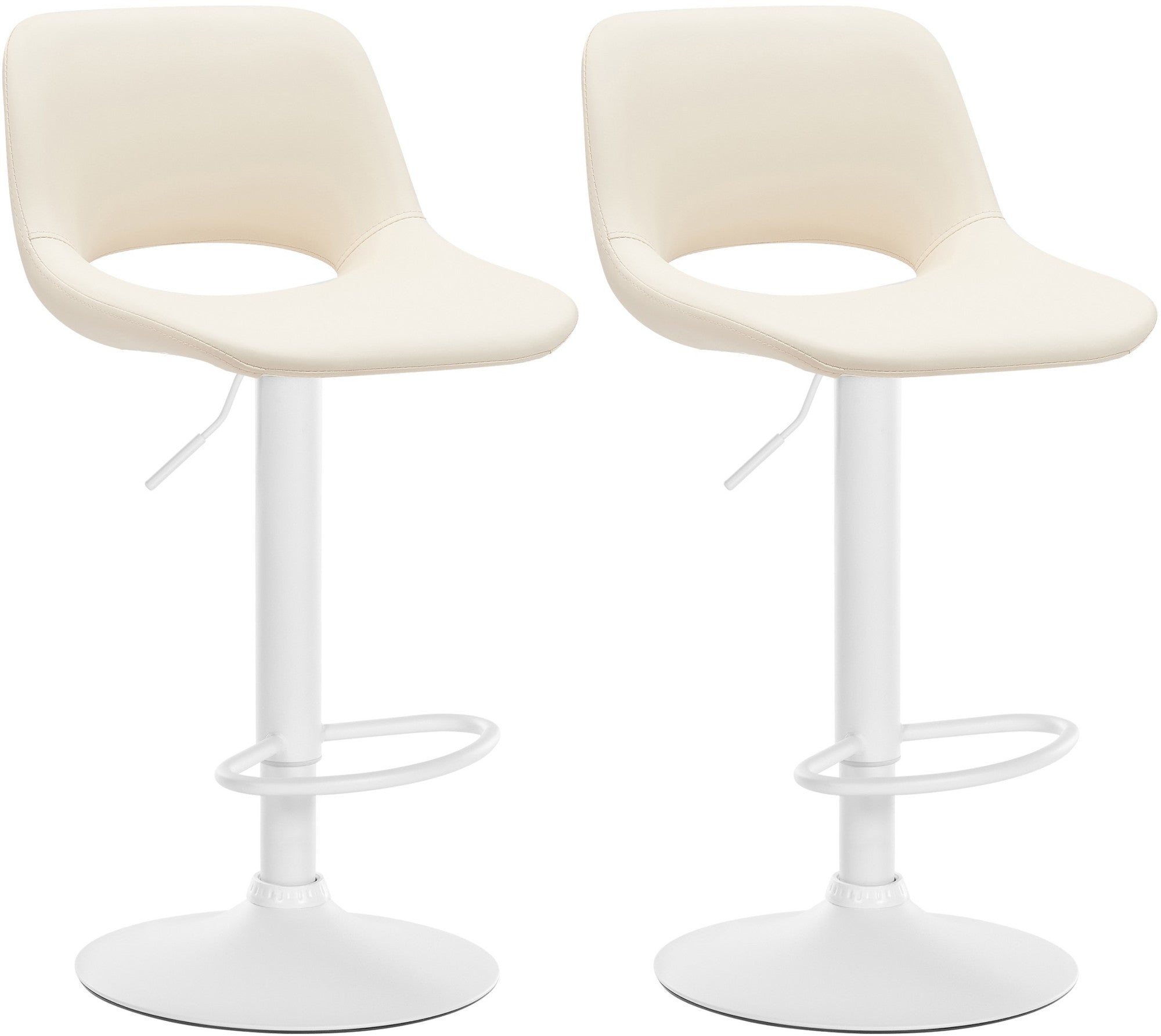 Set van 2 Barkrukken - Hoge Krukken - Verstelbaar & Draaibaar voor Extra Comfort Kleur crème