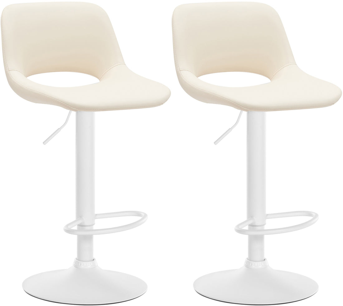 Set van 2 Barkrukken - Hoge Krukken - Verstelbaar & Draaibaar voor Extra Comfort Kleur crème