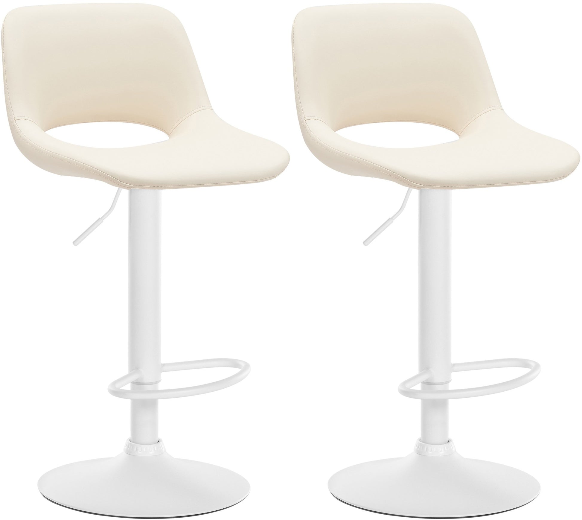 Set van 2 Barkrukken - Hoge Krukken - Verstelbaar & Draaibaar voor Extra Comfort Kleur crème