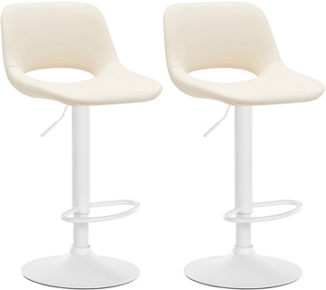 Set van 2 Barkrukken - Hoge Krukken - Verstelbaar & Draaibaar voor Extra Comfort Kleur crème