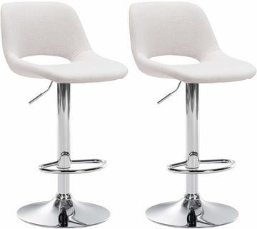 2-delige set Luxe Barkrukken - Bistrostoelen - Comfortabele Hoogteverstelling Kleur crème