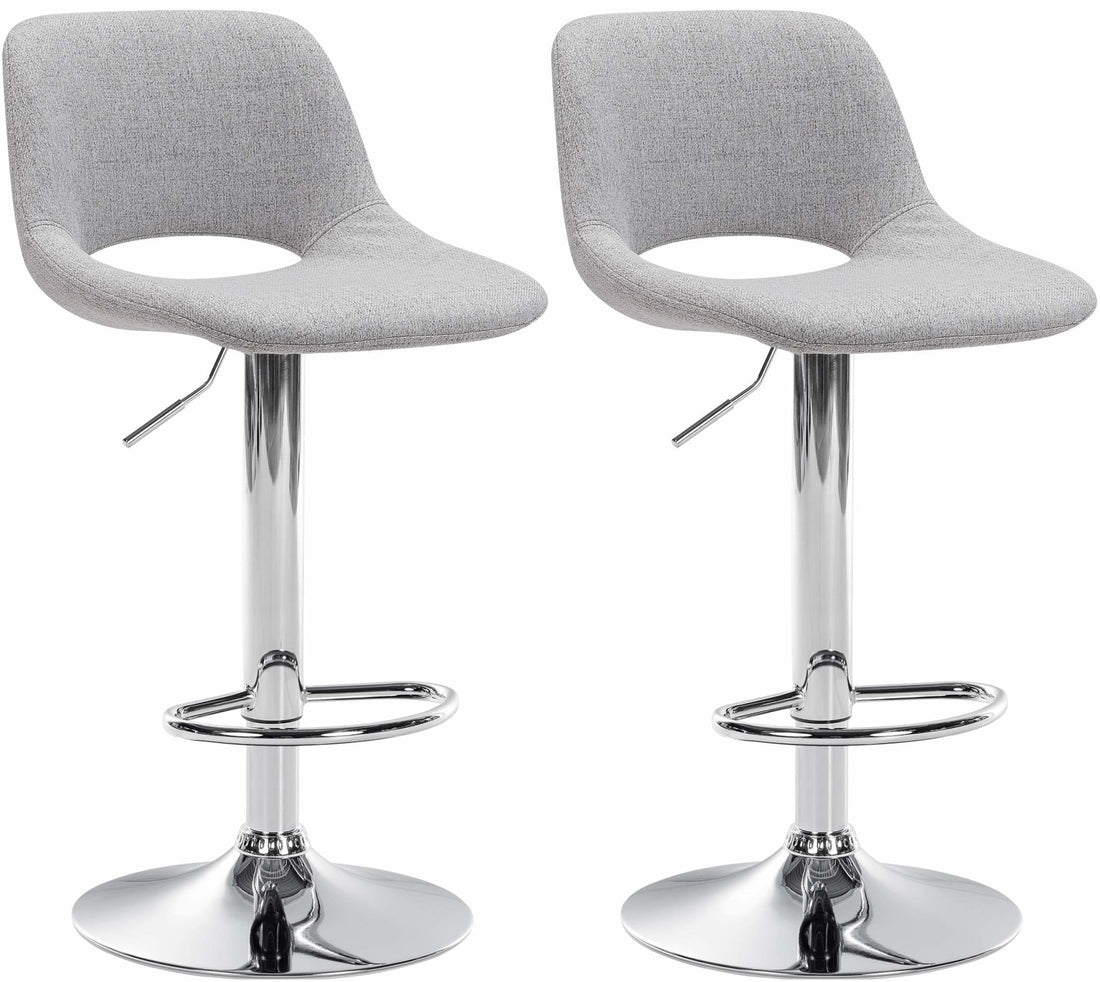 Set van 2 Moderne Barkrukken - Keukenkrukken - Hoogteverstelbaar Comfort Kleur lichtgrijs