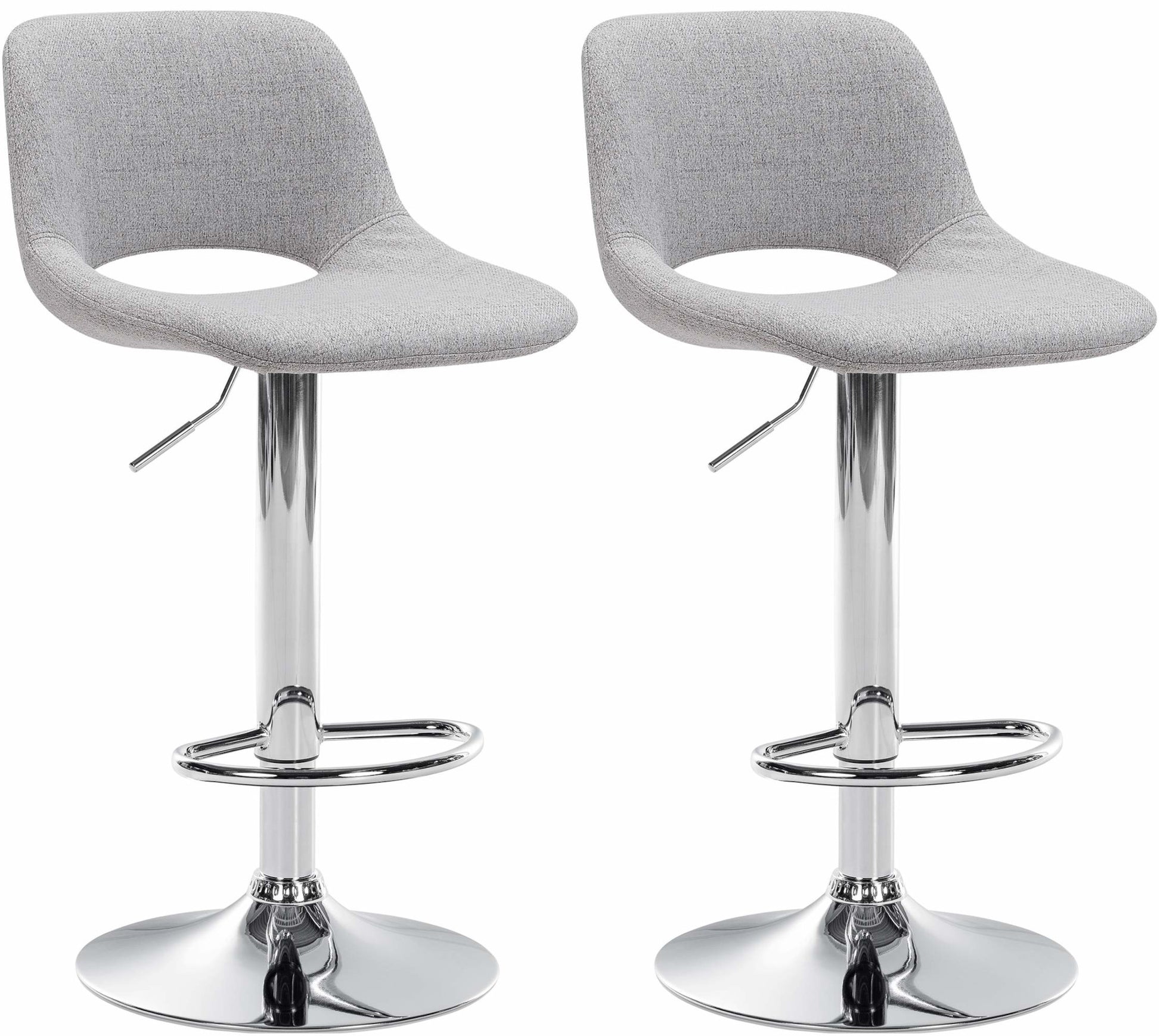 Set van 2 Moderne Barkrukken - Keukenkrukken - Hoogteverstelbaar Comfort Kleur lichtgrijs