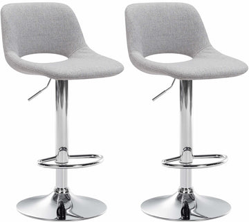 Set van 2 Moderne Barkrukken - Keukenkrukken - Hoogteverstelbaar Comfort Kleur lichtgrijs