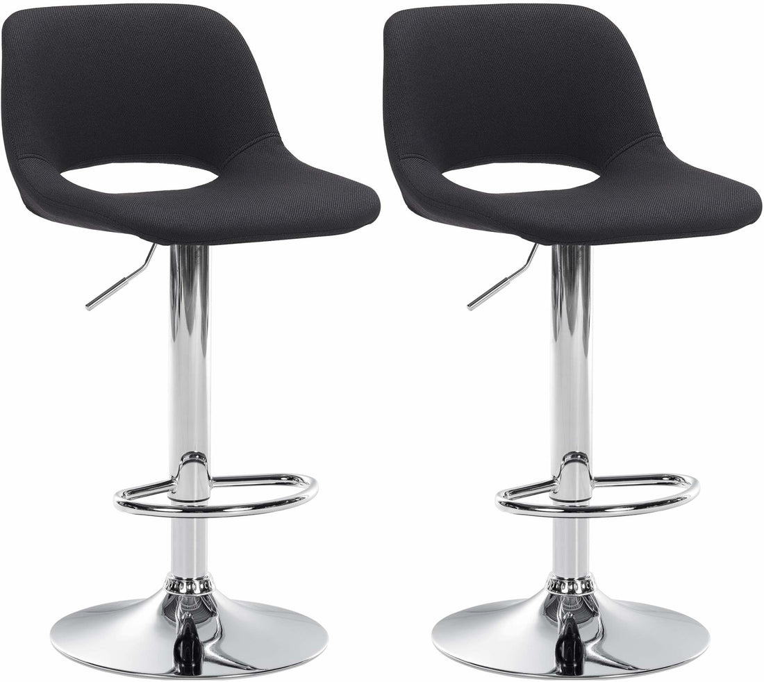 2-delige set Barkrukken - Krukjes - Comfortabele in hoogte verstelbaar Design Kleur zwart Materiaal onderstel Metaal in chroomlook