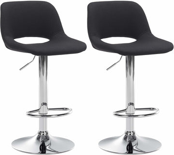 2-delige set Barkrukken - Krukjes - Comfortabele in hoogte verstelbaar Design Kleur zwart Materiaal onderstel Metaal in chroomlook