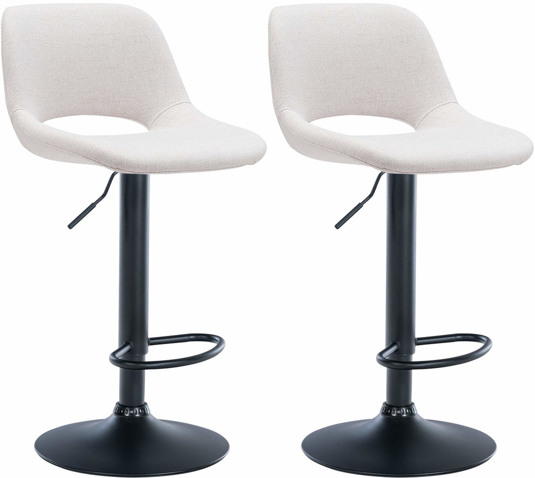 Set van 2 Moderne Barkrukken - Keukenstoelen - Verstelbare Hoogte & Comfortabele Stoffen Zitting Kleur crème