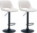 Set van 2 Moderne Barkrukken - Keukenstoelen - Verstelbare Hoogte & Comfortabele Stoffen Zitting Kleur crème
