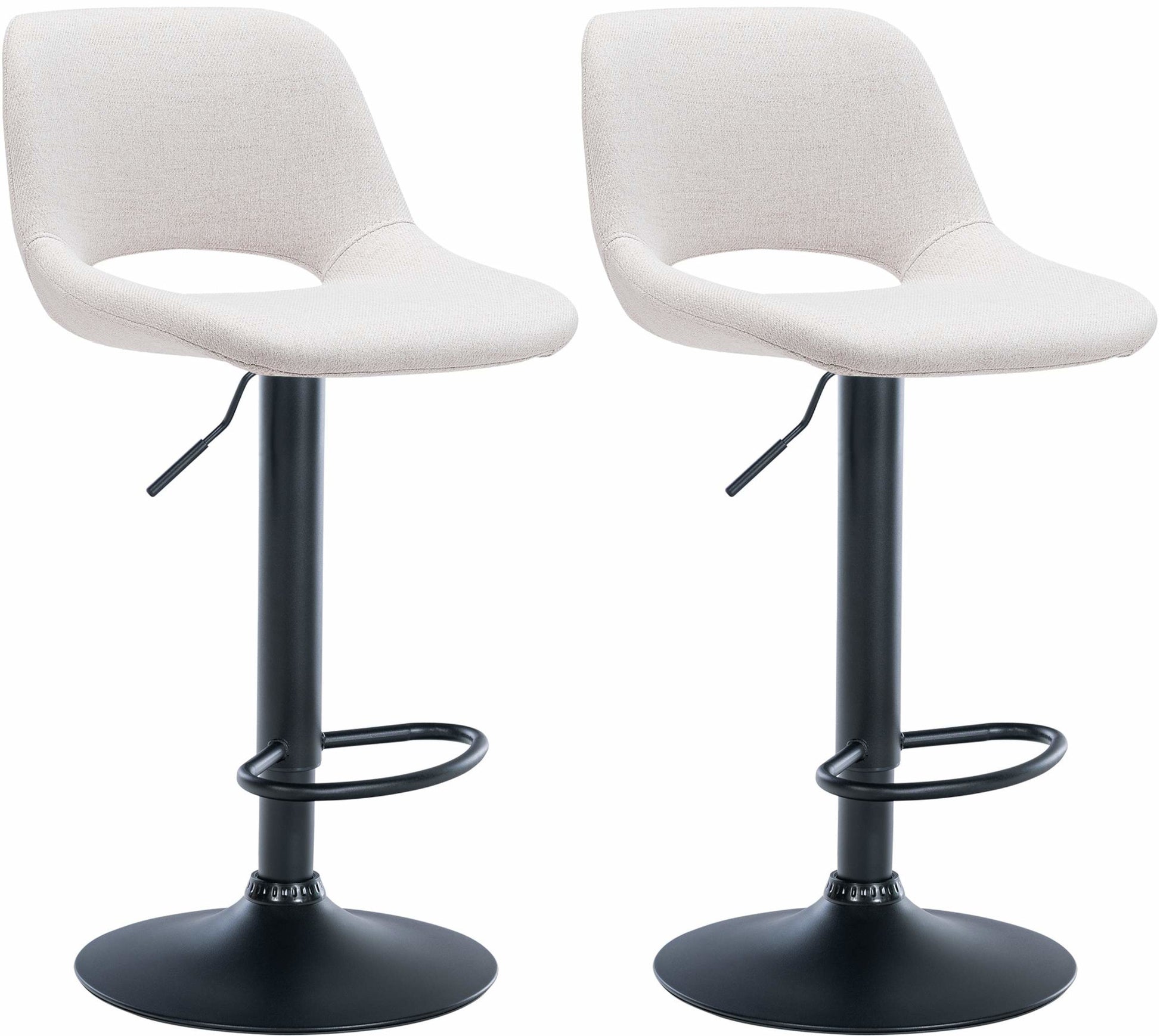 Set van 2 Moderne Barkrukken - Keukenstoelen - Verstelbare Hoogte & Comfortabele Stoffen Zitting Kleur crème