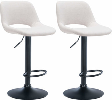 Set van 2 Moderne Barkrukken - Keukenstoelen - Verstelbare Hoogte & Comfortabele Stoffen Zitting Kleur crème